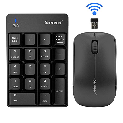 Sunreed Numeric Keypad and Mouse Combo, 18 Key 2.4G Wireless Mini USB Number Pad Keyboard and