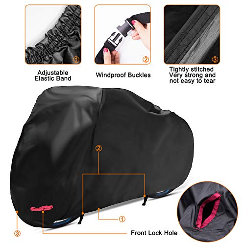 WDLHQC Bike Cover, 210D Oxford Waterproof Bike Cover All Weather Outdoor Protection,Oxford Durable & Tear Proof,Precision Fit for 2 or 3 Mountain Road/City/Beach Bikes - Thumbnail 3
