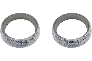 Bittwee 2PCS 45mm Car Exhaust Manifold Gasket, Automotive Replacement Exhaust Flange Gasket Seal Muffler Ring, Graphite Construction Exhaust Donut Muffler Gasket, Universal for SUV Truck RV