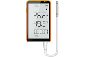 CHNADKS GSP-80 Digital Temperature Humidity Data Logger Detachable Buffered Probe Refrigerator Thermometer with LCD Display Rechargeable Magnetic Suction Temperature Humidity Monitor