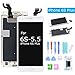 For iPhone 6S Plus Screen Replacement LCD Display with Home Button Front Camera Speaker 3D Touch Digitizer Glass Assembly +Tools for iPhone 6s Plus White 5.5'' (A1634, A1687, A1699)
