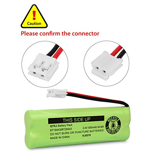 QTKJ BT18443 BT28443 89-1337-00-00 Cordless Phone Battery for VTech LS-6115 LS-6117 LS-6125 LS6126 LS6225 LS6205 LS6217 LS-6205 LS-6215 89133700 Cordless Handsets (2-Pack) - Thumbnail 3