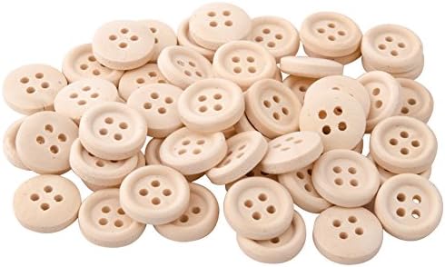 Pandahall 1 Bag (100pcs/bag) 13mm Cream White 4-hole Buttons Wooden Buttons for Scrapbooking Sewing Craft