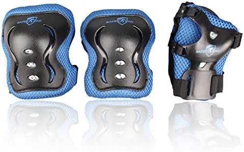 Knee Elbow Wrist Pads Kids Maximum Safety, 6 Pieces Rollerblades Skating Outdoors Strap, Extreme Protection 3-9 Year Old Children Blue Ultra Protective Foam