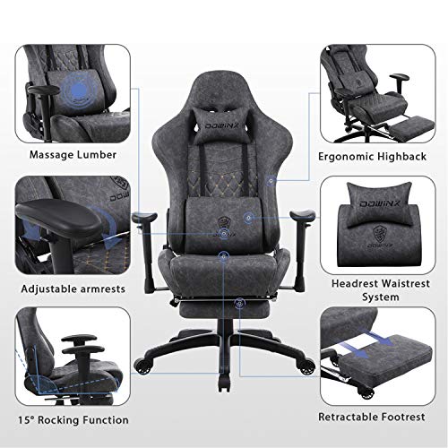 Dowinx Gaming Chair Ergonomic Retro Style Recliner with Massage Lumbar