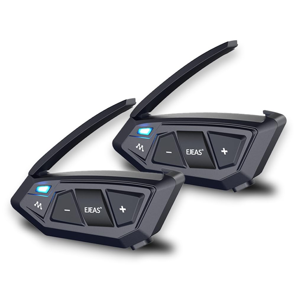 SolaMr MS20 Motorcycle Bluetooth Headset, 20 Riders Helmet Bluetooth Intercom, 2000M 1200mAh Waterproof Motorcycle Headset Systems with Music Sharing/Noise Cancellation/FM Radio (Two Pack)