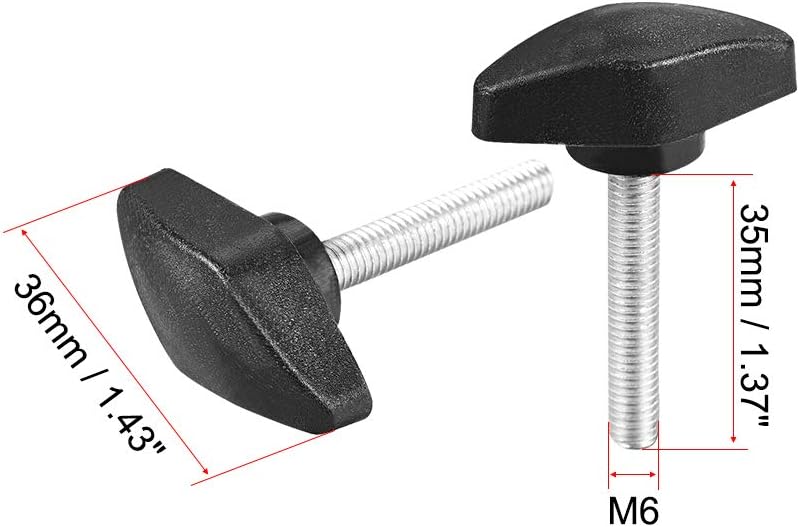 uxcell Clamping Handle Screw Knobs Handle M6 x 35mm Threaded T-Shape 4pcs, Silver,White, M6x35mm , 4pcs - Image 3
