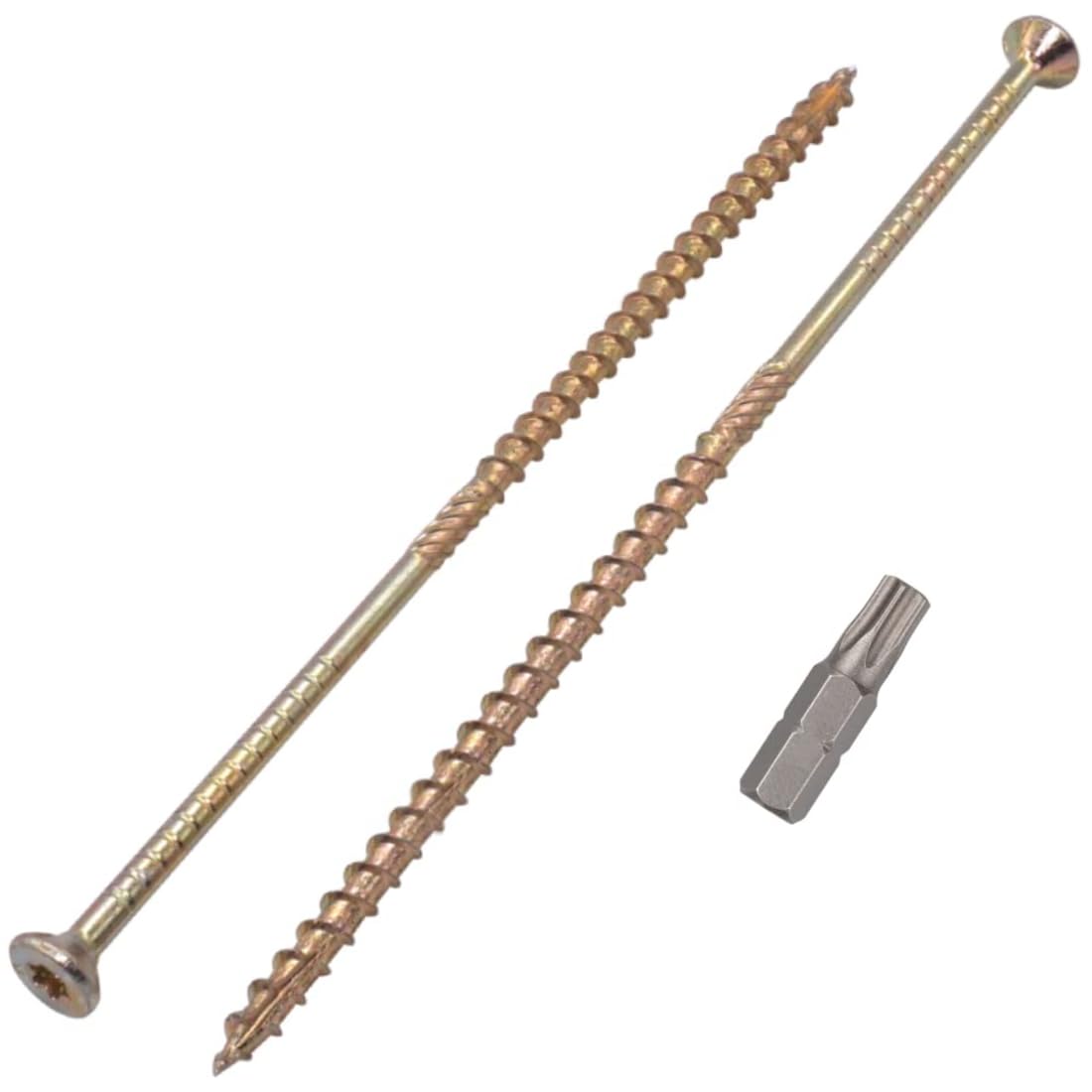 SKIR'CO (Pack of 40 pcs) Universal Zinc Plated Steel 6.0 x 200 mm Yellow Wood Screws, Countersunk Head, Torx Head, Type 17, Chipboard Screws (40, 6.0 x 200 mm)