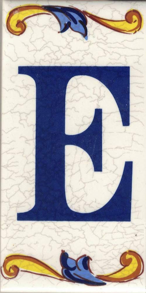GOLDEN TORO NUMBERS HOUSE. Numbers and Letters on Tile. Ceramic Tile Crackle Style Names and Addresses Large Crackle Design 7.5 x 15 cm, white