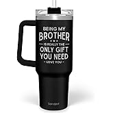 SANDJEST Brother Gift from Sister, 40oz Stainless Steel Insulated Coffee Tumbler With Lid & Straw, Travel Mug for Men, Christmas Birthday Father's Day