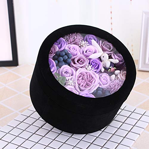 SED Artificial Flowers - Soap Soap Flannel Round Transparent Sunroof Gift Box Birthday, Purple,As Shown