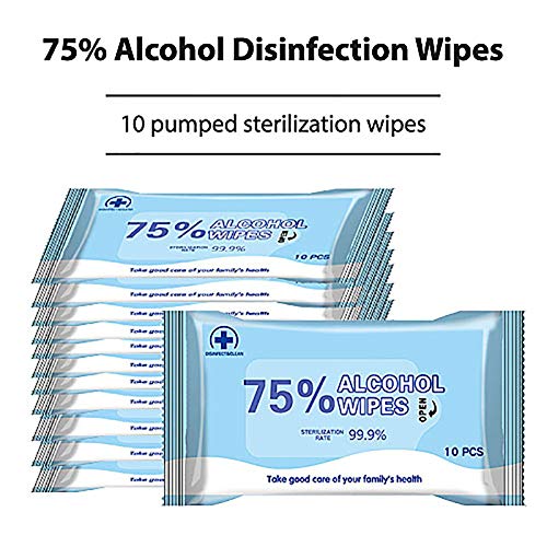 Alcohol Hand Wipes, 75 Alcohol Cleaning Wipes (1 Pack/10 Wipes,7.08"X5.5") Daily Cleansing Use