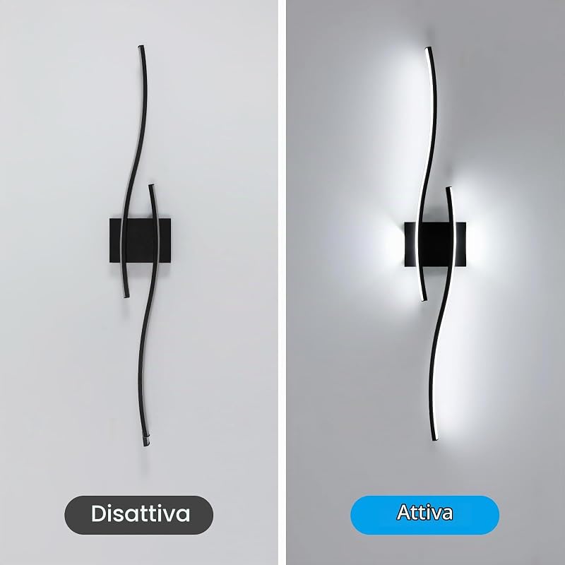 Applique da Parete Interno, 27W 3000LM Lampada da Parete Nero