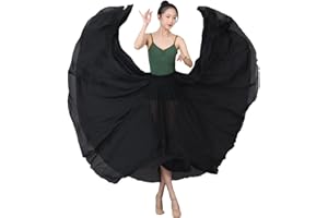 Rivoxi 720 Degree Chiffon Long Belly Dance Skirt for Women Flowy Lyrical Gypsy Skirts Ballroom Swing Modern Dance Costume