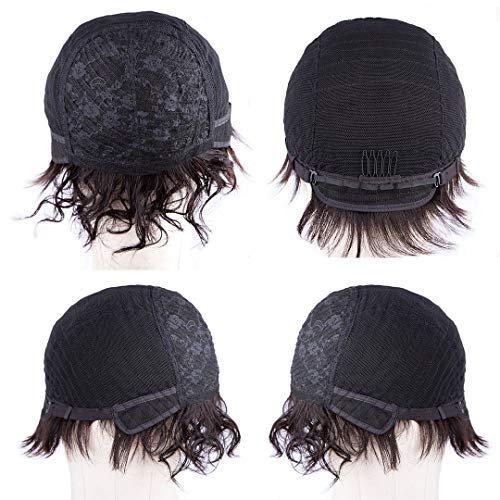 Pixie Cut Wigs Human Hair Loose Curly Hair Machine Made Human Hair Wig Short Bob Wigs For Women Natural Color (Natural Color)