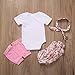 Newborn Baby Girls 4PCS Set Daddy Letter Print Romper + Floral Bow Shorts + Leg Warmer + Headband (70(0-3months),White)