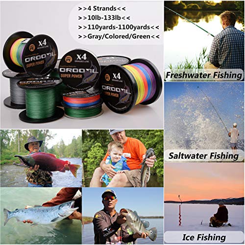 OROOTL Geflochtene Angelschnur 100M~1000M 4fach PE Geflochten Angeln Schnüre Braided Fishing Line(10LB-133LB) für das Salzwasser SüÃwasser – Bild 7