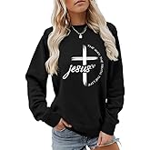CUQEYM Christian Sweatshirts Women Jesus The Way The Truth The Life Bible Verse Shirt Religious Crew Neck Pullover