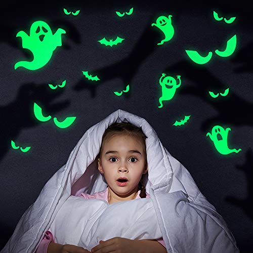 OCATO 35Pcs Halloween Decorations Halloween Window Cling Decals Halloween Wall Decals Stickers Glow in The Dark Luminous Bats Ghost Peeping Eyes Decals Wall Décor for Halloween Party Decorations - Thumbnail 5