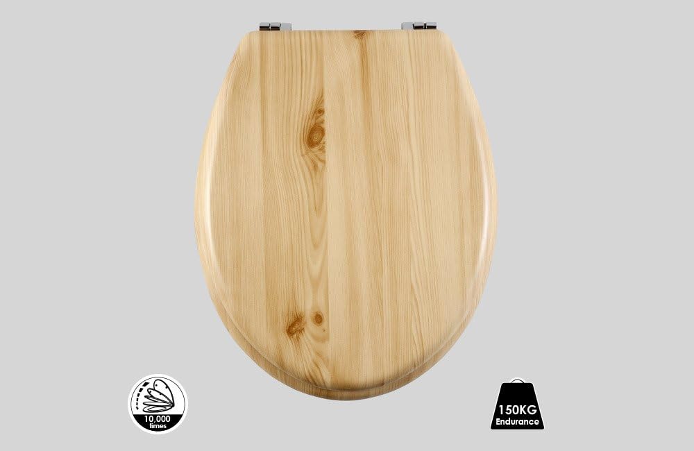 AQUALONA Molded Wood Toilet Seat Standard Oblong Shape Rust Proof