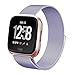 hooroor Compatible Bands Replacement for Fitbit Versa Smart Watch Women Men Small Large, Milanese Loop Stainless Steel Metal Sport Bracelet Strap Magnet Lock Wristbands Silver Black Rose Gold Lavender