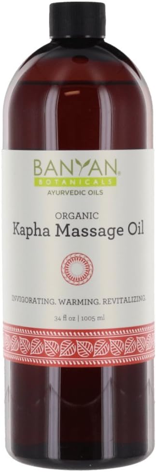 Banyan Botanicals Kapha Massage Oil ­– Organic Ayurvedic Massage Oil with Chitrak and Tulsi – Warms and Stimulates The Tissues and Invigorates The Mind – 34 oz. – Non-GMO Sustainably Sourced Vegan