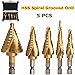 DRILLPRO 5 pcs HSS Spiral Grooved Multiple Hole 50 Sizes Step Drill Bit Set with Aluminum Case