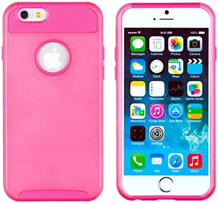 iPhone 6 Plus + Case, DandyCase 2in1 Full-Body DUAL LAYER HYBRID Shock-Protector Slim Case Cover for Apple iPhone 6 Plus (5.5" screen) - (Neon Pink &amp; Hot Pink)
