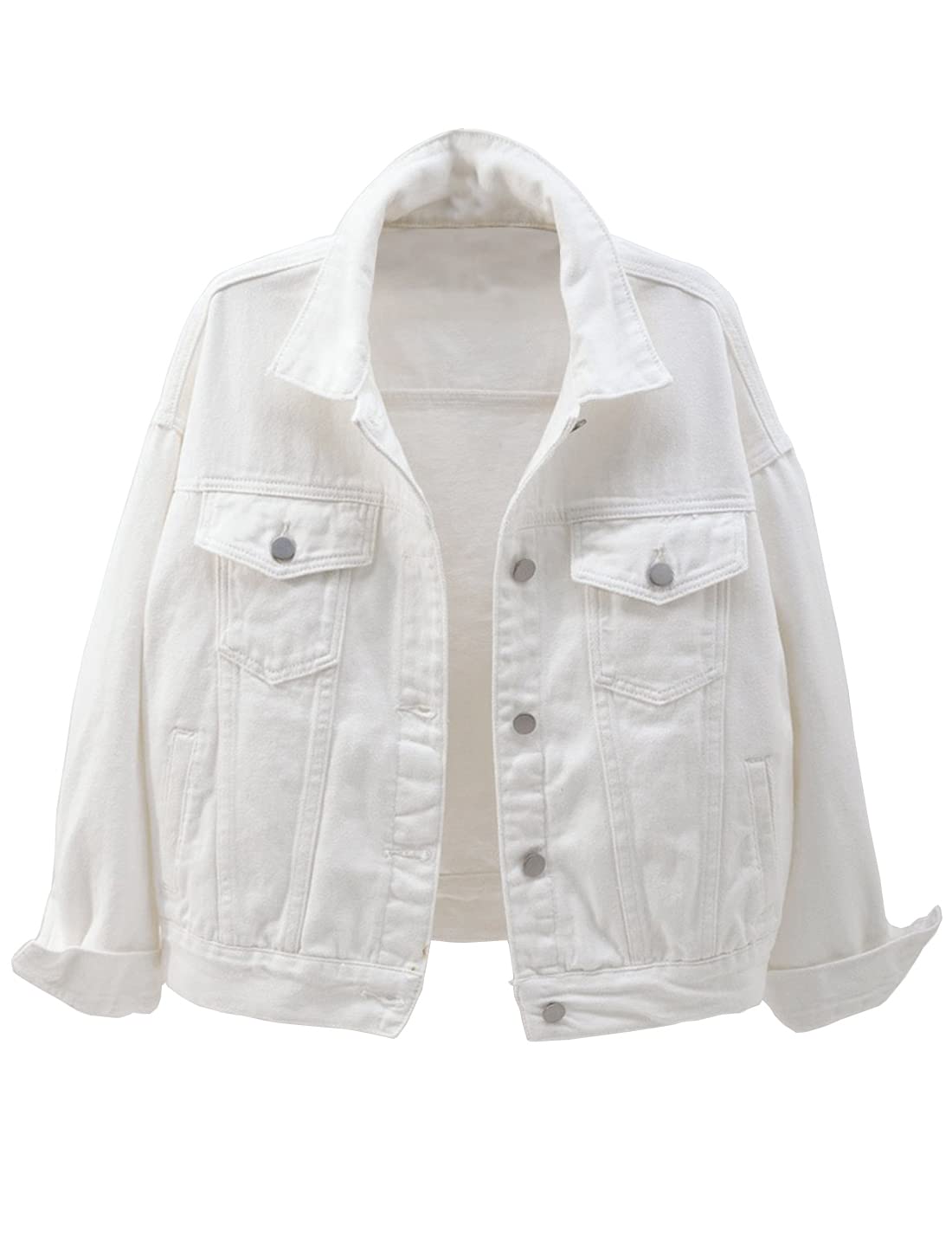 Women's Denim Jacket - Classic Button Front, Long Sleeves, Pockets, Cropped Fit - Versatile Jean Jacket For All Seasons