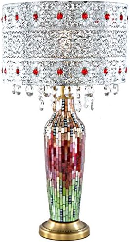 24.25"H Gloria's Crystal Beaded Table Lamp with Mosaic Base - Magenta