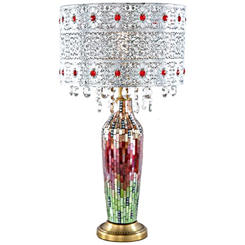 24.25"H Gloria's Crystal Beaded Table Lamp with Mosaic Base - Magenta