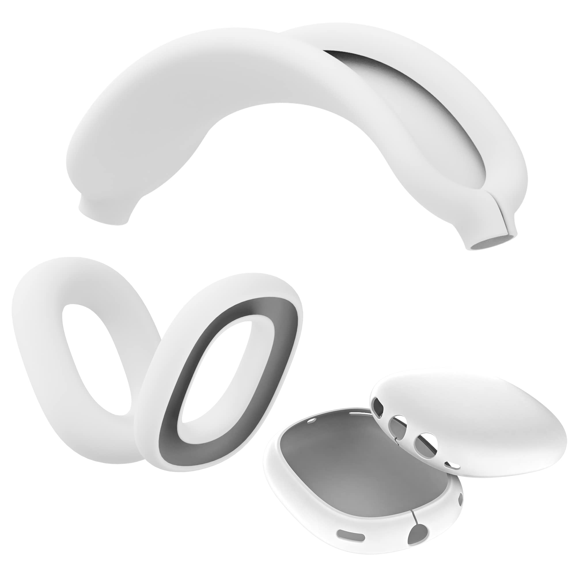 TUCANA Silicon Cases Compatible for AirPods Max, Overhead Cover + Earcup and Ear Pad Covers (White)