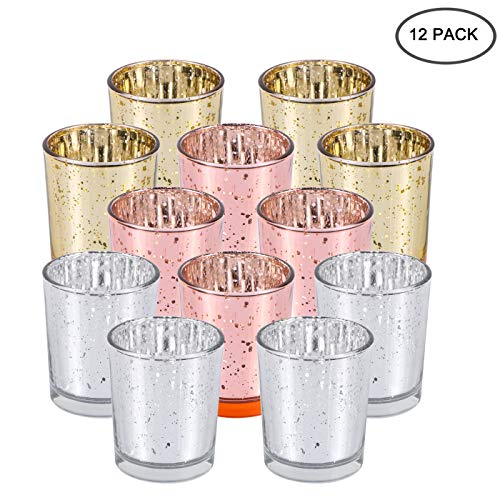 Harapu Votive Candle Holders Mercury Glass Tealight Candle Cup Holder Bulk for Wedding Decor and Home Decor, Pack of 12 - Thumbnail 7