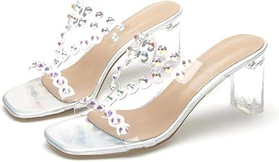 thick clear heel shoes