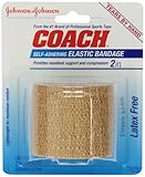 Johnson & Johnson Sports Care Coach Self-Adhering Elastic Bandage, Provides Support To Sprains, 2 Inches By 2.2 Yards