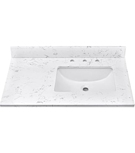EQLOO 36 Inch Engineered Stone Bathroom Vanity Sink Top, with