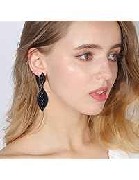 Flyonce Women's Austrian Crystal Wedding Bridal Charm 2 Leaf Drop Dangle Earrings