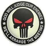 SpaceAuto 3D PVC Rubber God Will Judge Our Enemies We'll Arrange the Meetings Punisher Tactical Morale Badge Emblem Patch Sized 3.15