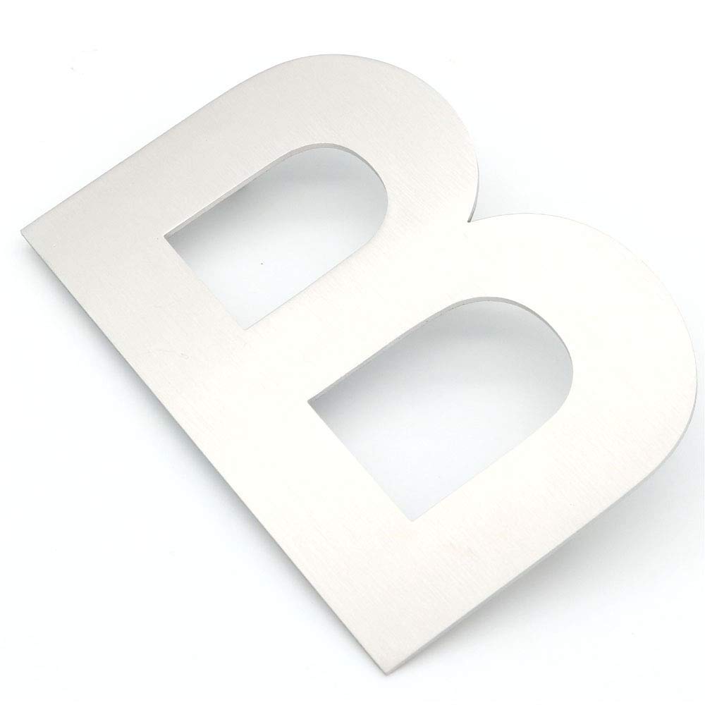 NUZAMAS Door Capital Letter B Number Plaques, Stainless Steel Hotel House Address Plaque Digits Plate Signs Street Numbers, Wall Mounted, 10.6cm Width 15cm High, Installation Kit Included