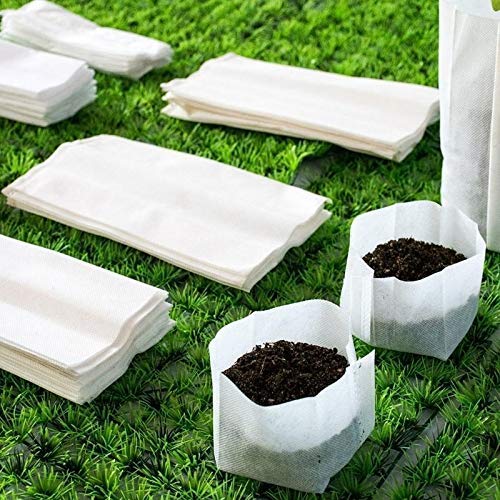 renlisi 100 Pcs/Pack Degradable Non-Woven Nursery Pots Seedling Growing Bag Plants Pouch Grow Bags