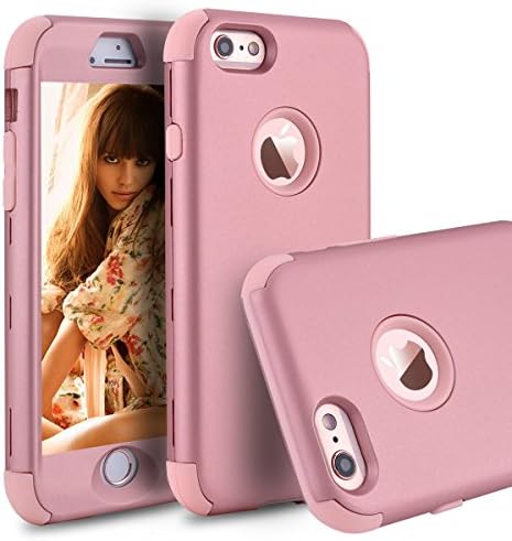 iPhone 6s Case,iPhone 6 Case,Power J Three Layer Heavy Duty Shockproof High Impact Resistant Hybrid Protective Case for iPhone 6s/6 4.7", (Rose Gold)