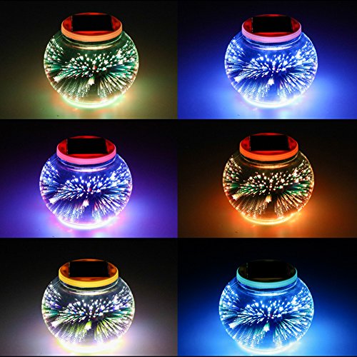 Color Changing Solar Powered Glass Ball Garden Lights, Aukora Solar Table Lights Waterproof Solar Led Night Light for Patio Garden Halloween Christmas Outdoor Decoration, Ideal Gift(Star Pattern)