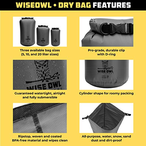 Wise Owl Outfitters Waterproof Dry Bag Fully Submersible 1pk or 3pk