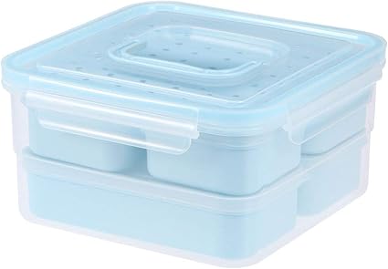 Amazon Co Jp Bestonzon 6個入り食品収納容器付きフタ漏れ防止簡単スナップロック Bpaフリープラスチック容器お弁当箱セット用 キッチン ブルー ホーム キッチン