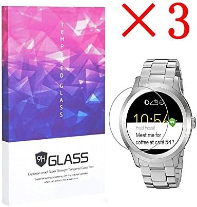 Fossil Q Founder Gen 1 Smartwatch Screen Protector Crystal Clear 9H 2.5D Tempered Glass Screen Protector Foils,Anti-Fingerprint,Anti-Glare,bubble-free Protection Film (3 Packs)