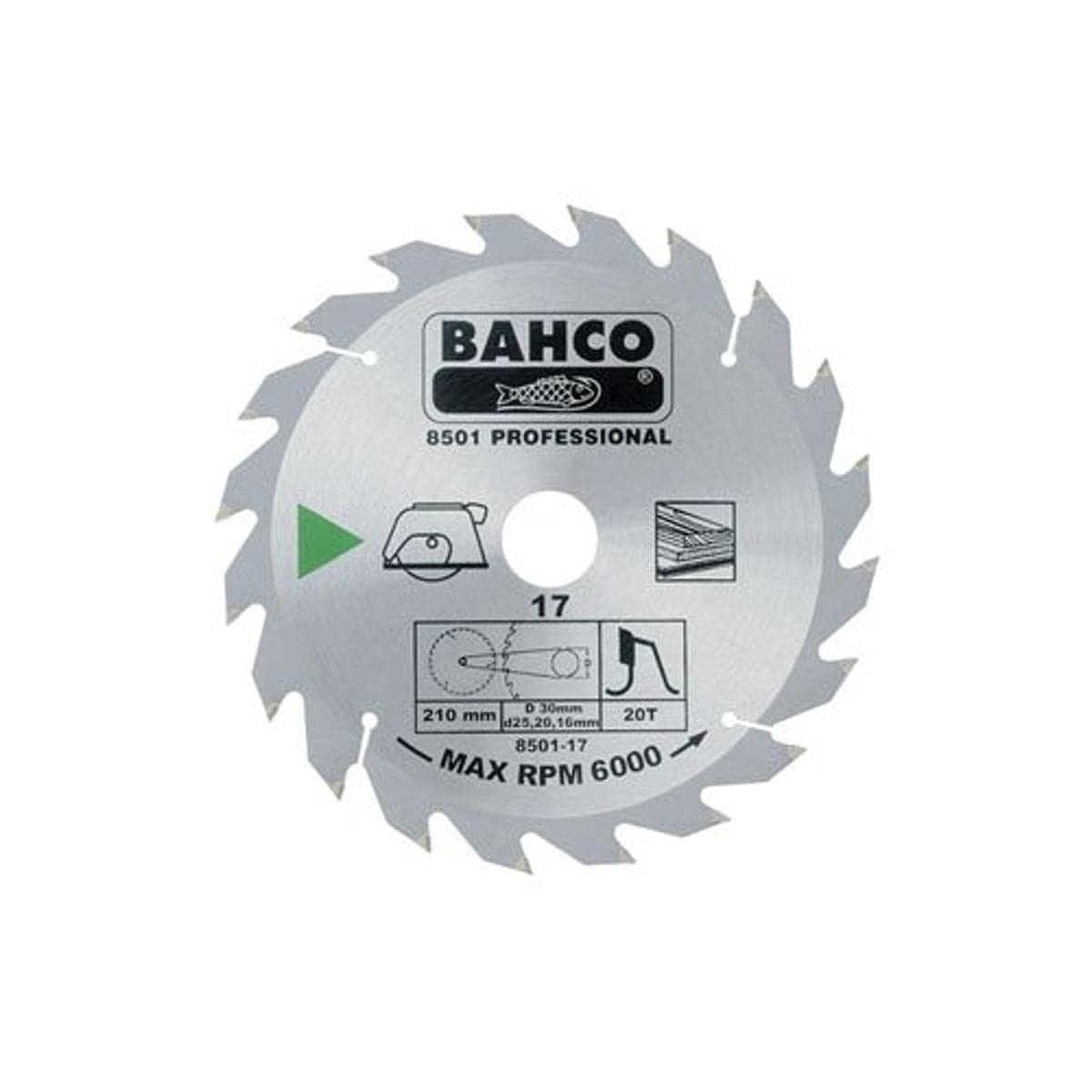 Bahco 8501-31 Circular Saw Blade with 40 Teeth for Wood, 0 V, Silver, 315 mm
