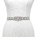 SWEETV Pearl Beaded Wedding Dress Belt Rhinestone Bridal Belt Sash for Evening Gown with Ribbon, Black