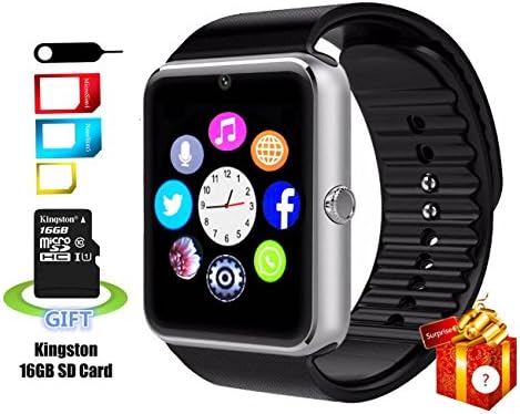 Smart Watch, 11TT Smartlife Sweatproof Bluetooth Smart Watch Phone YG8 with 16GB SD Card and SIM Card Slot for Android Samsung S5 S6 Note 4 5 HTC Sony LG and iPhone 5 5S 6 6 Plus Smartphones (Silver)
