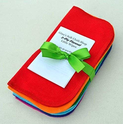 2 Ply Solid Flannel 8x8 Inches Set of 10 Rainbow Edging - Thumbnail 2