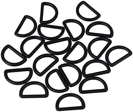 Black Plastic Round D-Ring Bags Buckle for Handbag Backpack Pack of 20 (20mm)
